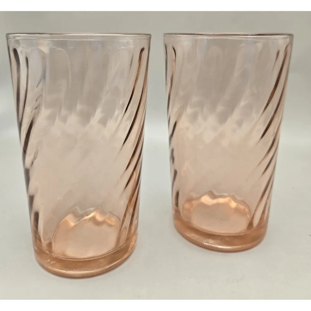 2 Vintage 60's Swirl Rosaline Tumblers 4.75